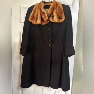Vintage Rothmoor Wool Coat with Fur Collar